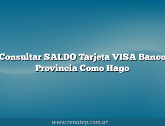 Consultar SALDO Tarjeta VISA Banco Provincia  Como Hago