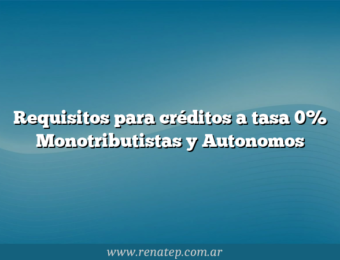 Requisitos para créditos a tasa 0% Monotributistas y Autonomos