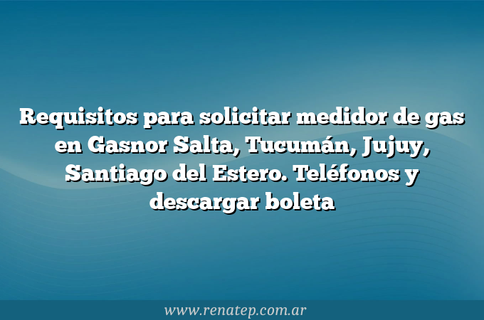 Requisitos para solicitar medidor de gas en Gasnor Salta, Tucumán, Jujuy, Santiago del Estero. Teléfonos y descargar boleta
