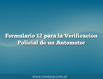 Formulario 12 para la Verificación Policial de un Automotor