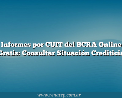 Informes por CUIT del BCRA Online Gratis: Consultar Situación Crediticia