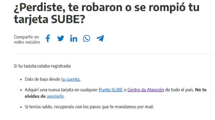 COMO DAR DE BAJA LA TARJETA SUBE Y CUALES SON LOS PASOS